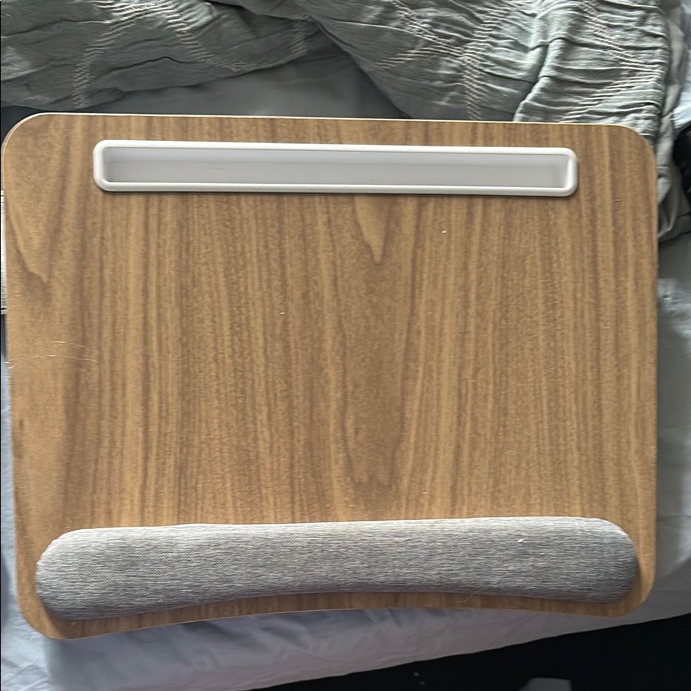 Wooden Lap Desk with Gray Cushion
